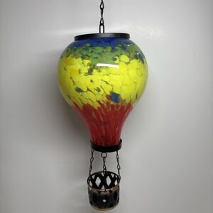 REGAL HOT AIR BALLOON SOLAR LANTERN STRIPE SMALL YARD GARDEN DECOR New WOTs